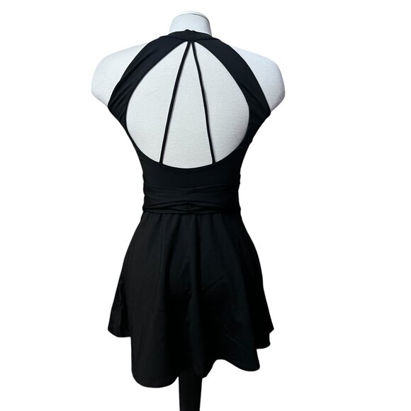 Halara 2 Piece High Cut Out Neck Double Strap Back Active Dress Sz Small Black - Picture 6 of 16